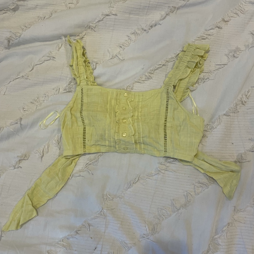Light green frilly top